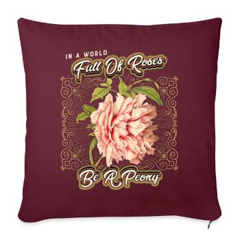 Drôle de dicton, pivoine botanique vintage - Housse de coussin décorative 45 x 45 cm - bordeaux - Devant