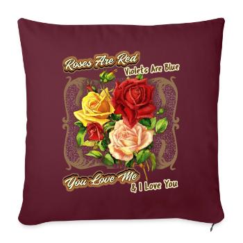 Roses vintage, amour, Saint-Valentin, Roses disant - Housse de coussin décorative 45 x 45 cm - bordeaux - Devant