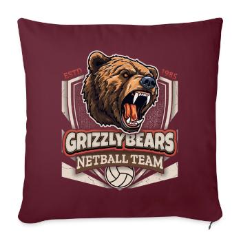 Netball, Équipe des Grizzly-Bears, Logo Grizzlybären - Housse de coussin décorative 45 x 45 cm - bordeaux - Devant