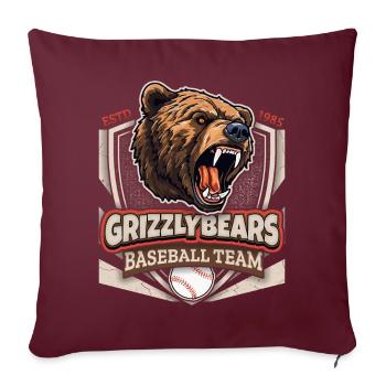 Baseball, Équipe des Grizzlys, Logo Grizzlybären - Housse de coussin décorative 45 x 45 cm - bordeaux - Devant