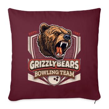 Bowling, Équipe des Grizzlys, Logo Grizzlybären - Housse de coussin décorative 45 x 45 cm - bordeaux - Devant
