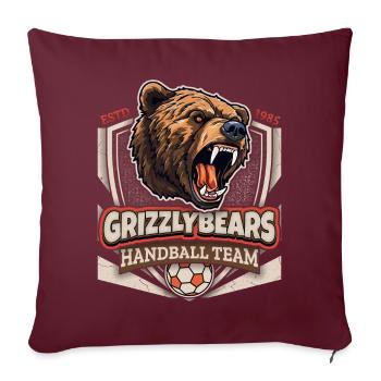 Handball, Équipe des Grizzlys, Logo des Grizzlybären - Housse de coussin décorative 45 x 45 cm - bordeaux - Devant