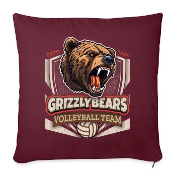 Volley-ball, Équipe des Grizzly-Bears, Logo Grizzlybären - Housse de coussin décorative 45 x 45 cm - bordeaux - Devant