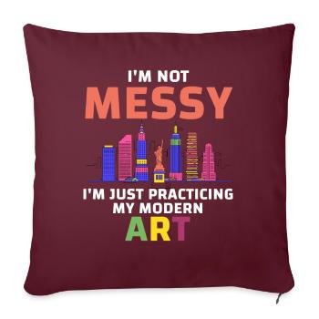 Je ne suis pas une peinture d’Art moderne amusante et désordonnée - Housse de coussin décorative 45 x 45 cm - bordeaux - Devant
