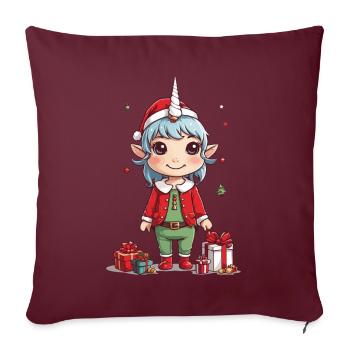 Licorne de Noël magique Licorne pour Noël - Housse de coussin décorative 45 x 45 cm - bordeaux - Devant
