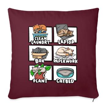 Propre Boîte à linge Lit pour chat Chaton amant endormi - Housse de coussin décorative 45 x 45 cm - bordeaux - Devant
