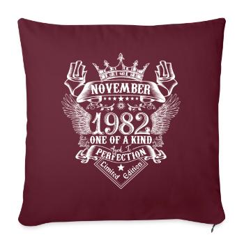 Novembre 1982 anniversaire Novembre 1982 Novembre - Housse de coussin décorative 45 x 45 cm - bordeaux - Devant
