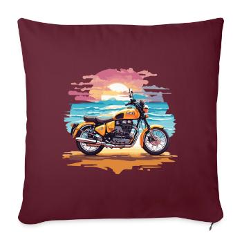 Moto rétro Aventure Moto Motard - Housse de coussin décorative 45 x 45 cm - bordeaux - Devant