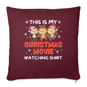 Singe Noël Regarder un film - Housse de coussin décorative 45 x 45 cm - bordeaux - Devant