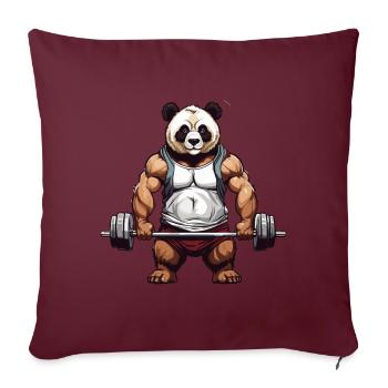 Drôle Panda Ours Bodybuilder Fitness Design - Housse de coussin décorative 45 x 45 cm - bordeaux - Devant