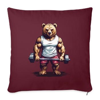 Power Bear Musculation Musculation Motivation - Housse de coussin décorative 45 x 45 cm - bordeaux - Devant