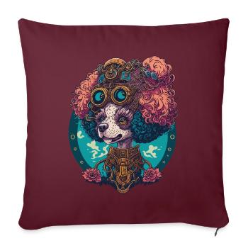 Steampunk caniche esthétique chien Design - Housse de coussin décorative 45 x 45 cm - bordeaux - Devant