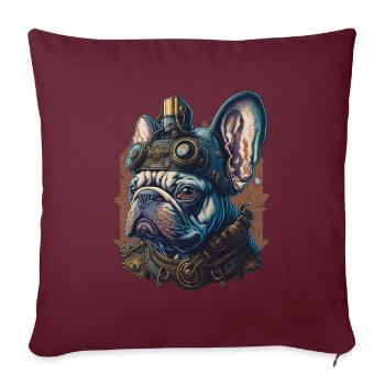 Bouledogue Français rétro chien steampunk - Housse de coussin décorative 45 x 45 cm - bordeaux - Devant