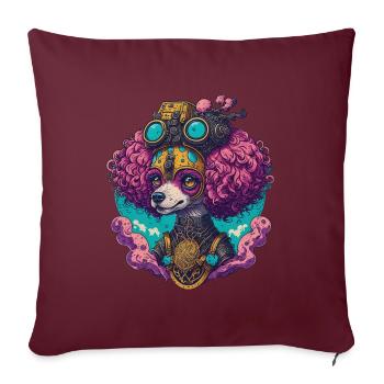Chien caniche steampunk victorien chien Style - Housse de coussin décorative 45 x 45 cm - bordeaux - Devant