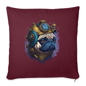 Esthétique Steampunk Carlin chien amant de chien - Housse de coussin décorative 45 x 45 cm - bordeaux - Devant