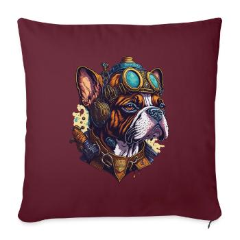 Vintage Steampunk Boxer chien machines Design - Housse de coussin décorative 45 x 45 cm - bordeaux - Devant