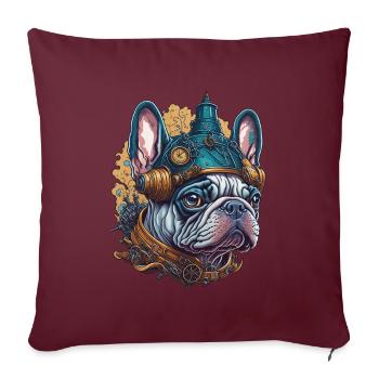 Bouledogue Français dans le Style Steampunk - Housse de coussin décorative 45 x 45 cm - bordeaux - Devant
