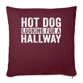 Hot Dog auf der Suche nach einem Flur - Sofakissenbezug 45 x 45 cm - Burgunderrot - Vorne