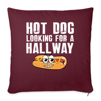 Hot Dog auf der Suche nach einem Flur - Sofakissenbezug 45 x 45 cm - Burgunderrot - Vorne
