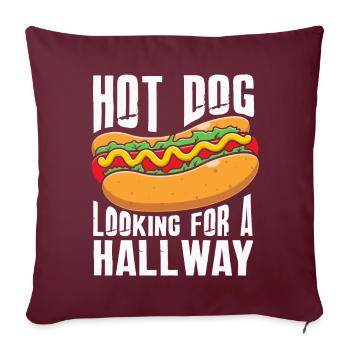 Hot Dog auf der Suche nach einem Flur - Sofakissenbezug 45 x 45 cm - Burgunderrot - Vorne