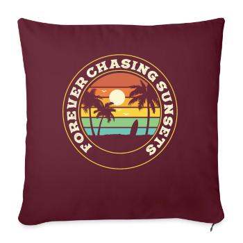 Forever Chasing Sunsets Vacances d’été rétro - Housse de coussin décorative 45 x 45 cm - bordeaux - Devant