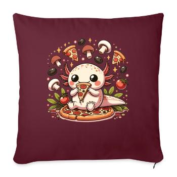 Snaxolotl ou Pizzalotl Axolotl aime la pizza - Housse de coussin décorative 45 x 45 cm - bordeaux - Devant