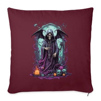 Grim Reaper crâne gothique occulte Design - Housse de coussin décorative 45 x 45 cm - bordeaux - Devant