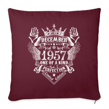 Décembre 1957 anniversaire Décembre 1957 Décembre - Housse de coussin décorative 45 x 45 cm - bordeaux - Devant