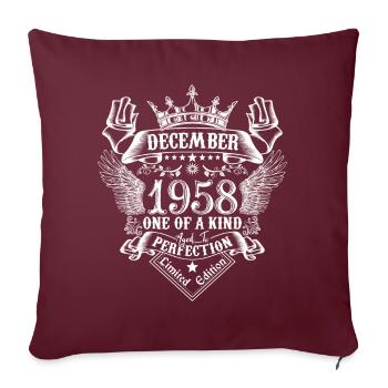 Décembre 1958 anniversaire Décembre 1958 Décembre - Housse de coussin décorative 45 x 45 cm - bordeaux - Devant