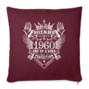 Décembre 1960 anniversaire Décembre 1960 Décembre - Housse de coussin décorative 45 x 45 cm - bordeaux - Devant