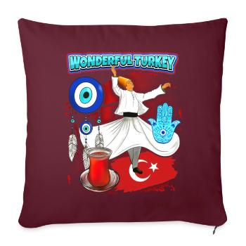Turquie, Derviches, Thé Turc, Oeil Turc - Housse de coussin décorative 45 x 45 cm - bordeaux - Devant