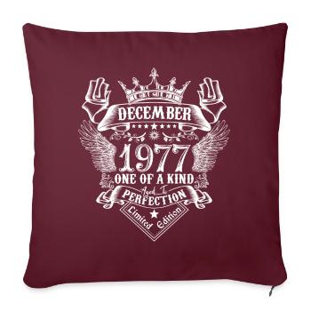Décembre 1977 anniversaire Décembre 1977 Décembre - Housse de coussin décorative 45 x 45 cm - bordeaux - Devant