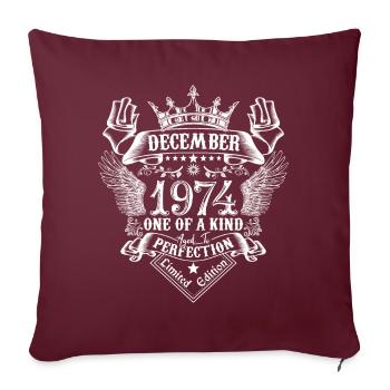 Décembre 1974 anniversaire Décembre 1974 Décembre - Housse de coussin décorative 45 x 45 cm - bordeaux - Devant