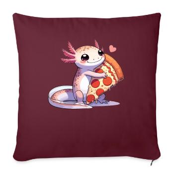 Snaxolotl ou Pizzalotl Axolotl aime la pizza - Housse de coussin décorative 45 x 45 cm - bordeaux - Devant