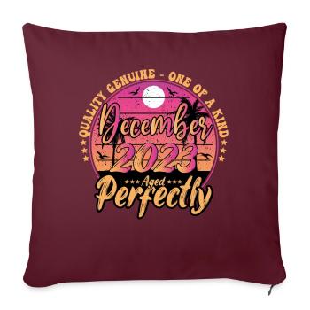 Décembre 2023 anniversaire 2023 Décembre 2023 - Housse de coussin décorative 45 x 45 cm - bordeaux - Devant