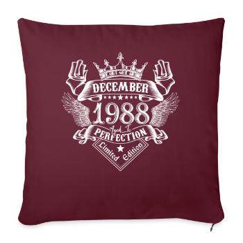 Décembre 1988 | Décembre 1988 anniversaire 1988 - Housse de coussin décorative 45 x 45 cm - bordeaux - Devant