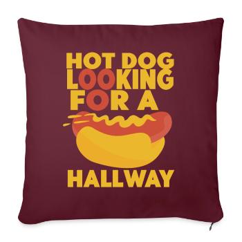 Hot Dog auf der Suche nach einem Flur - Sofakissenbezug 45 x 45 cm - Burgunderrot - Vorne