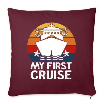 Mes premières vacances en famille - amusantes et excitantes - Housse de coussin décorative 45 x 45 cm - bordeaux - Devant