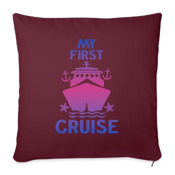 Mes premières vacances en famille - amusantes et excitantes - Housse de coussin décorative 45 x 45 cm - bordeaux - Devant