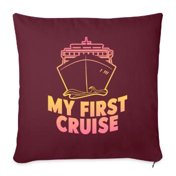 Mes premières vacances en famille - amusantes et excitantes - Housse de coussin décorative 45 x 45 cm - bordeaux - Devant