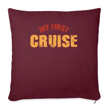Mes premières vacances en famille - amusantes et excitantes - Housse de coussin décorative 45 x 45 cm - bordeaux - Devant