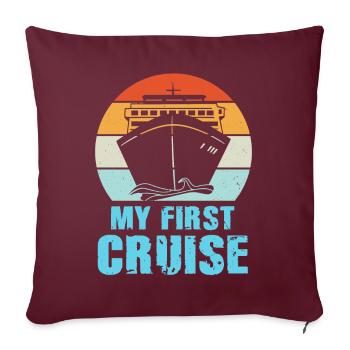 Mes premières vacances en famille - amusantes et excitantes - Housse de coussin décorative 45 x 45 cm - bordeaux - Devant