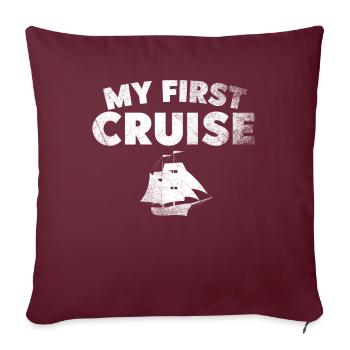 Mes premières vacances en famille - amusantes et excitantes - Housse de coussin décorative 45 x 45 cm - bordeaux - Devant