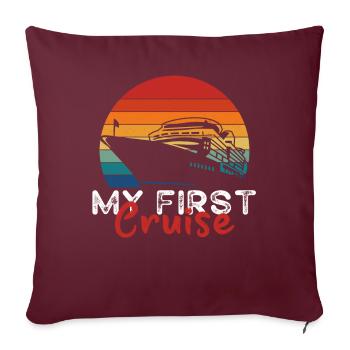 Mes premières vacances en famille - amusantes et excitantes - Housse de coussin décorative 45 x 45 cm - bordeaux - Devant