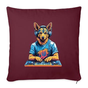 DJ berger allemand musique fête chiens conception - Housse de coussin décorative 45 x 45 cm - bordeaux - Devant