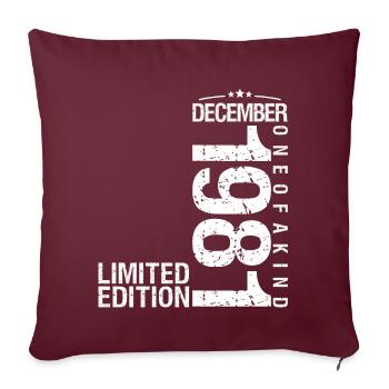 Décembre 1981 Décembre anniversaire December 1981 - Housse de coussin décorative 45 x 45 cm - bordeaux - Devant