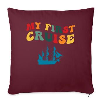 Mes premières vacances en famille - amusantes et excitantes - Housse de coussin décorative 45 x 45 cm - bordeaux - Devant