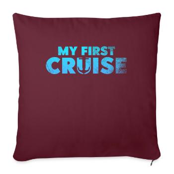 Mes premières vacances en famille - amusantes et excitantes - Housse de coussin décorative 45 x 45 cm - bordeaux - Devant