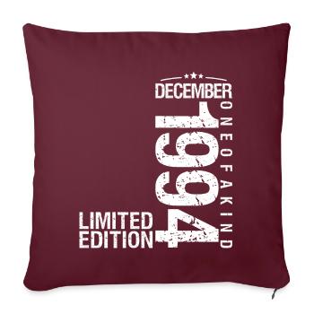 Décembre 1994 Décembre anniversaire December 1994 - Housse de coussin décorative 45 x 45 cm - bordeaux - Devant