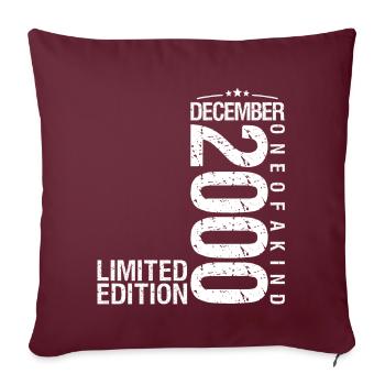 Décembre 2000 Décembre anniversaire December 2000 - Housse de coussin décorative 45 x 45 cm - bordeaux - Devant